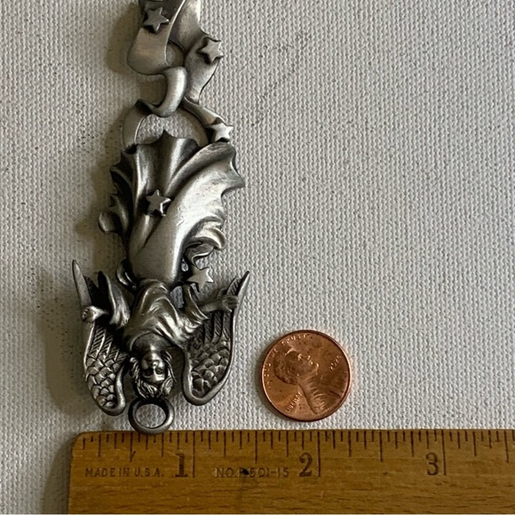 Large Pewter Angel Pendant Ornament Hanging Spiritual Guardian Angels Stars 3.5" - Picture 13 of 14